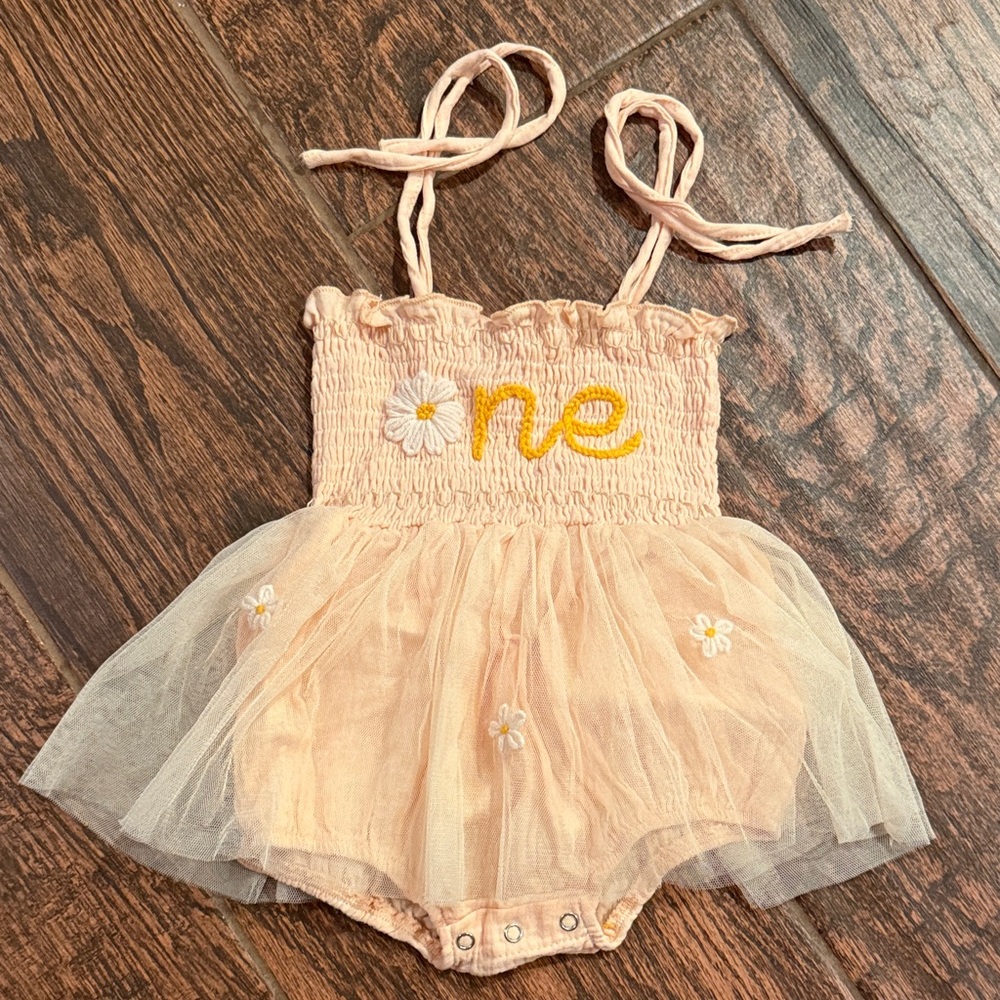 Peach Tulle Kids Dress